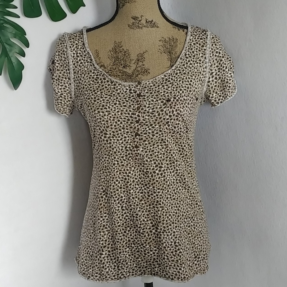 H&M Animal Print Snap Front Shirt Top